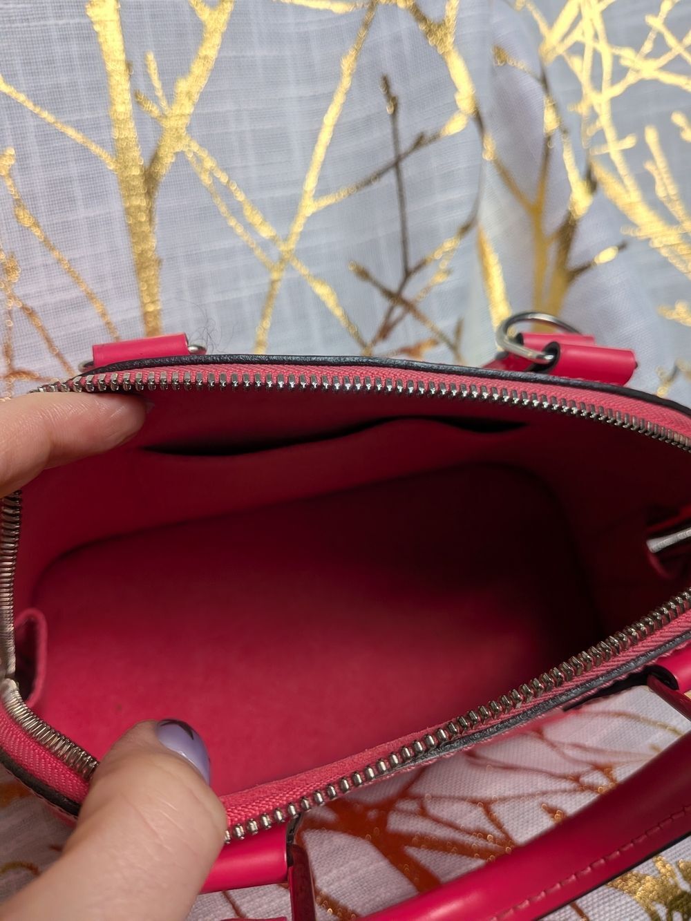 Louis Vuitton Pink Epi Alma BB Satchel with Branded Jacquard Strap - Picture 6 of 11